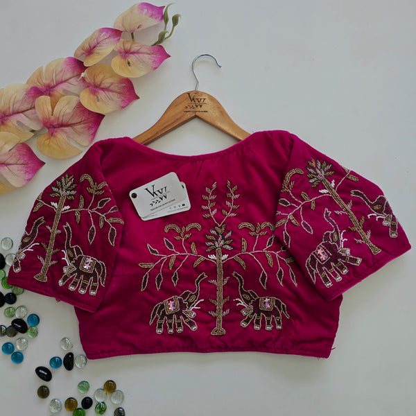 Intricate Elegance: Handcrafted Blouse with All-Over Handwork