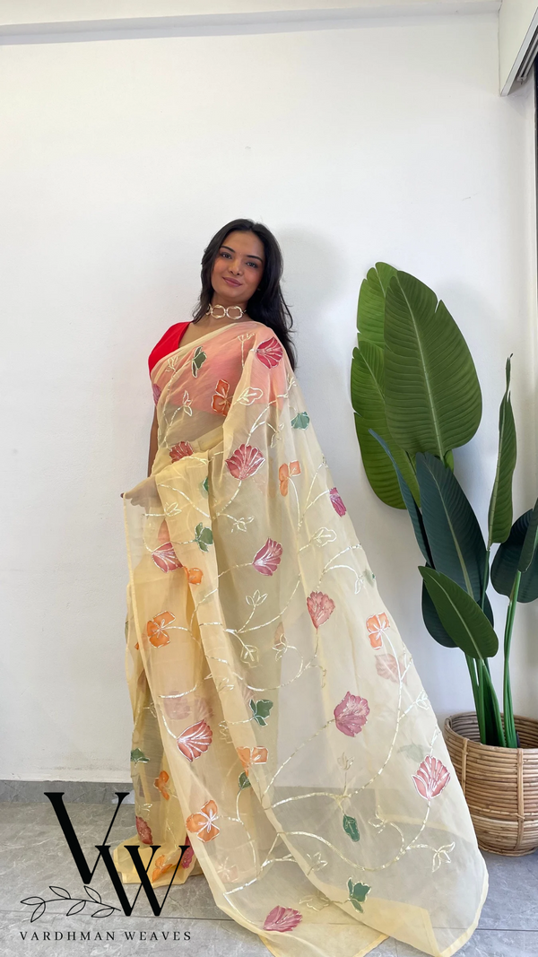 Elite Ethereal Dream - Cloud Chiffon Saree with Gottapati Work